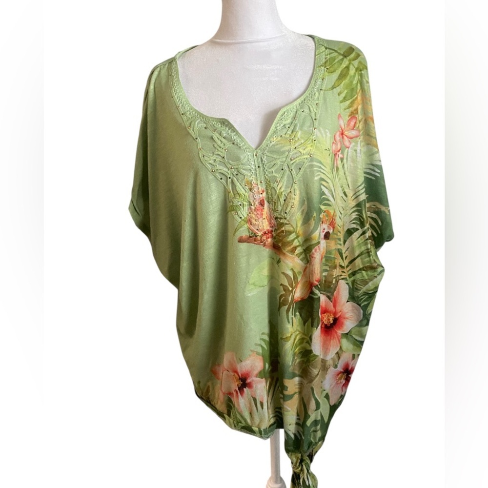 Alfred Dunner size 2X floral blouse top green